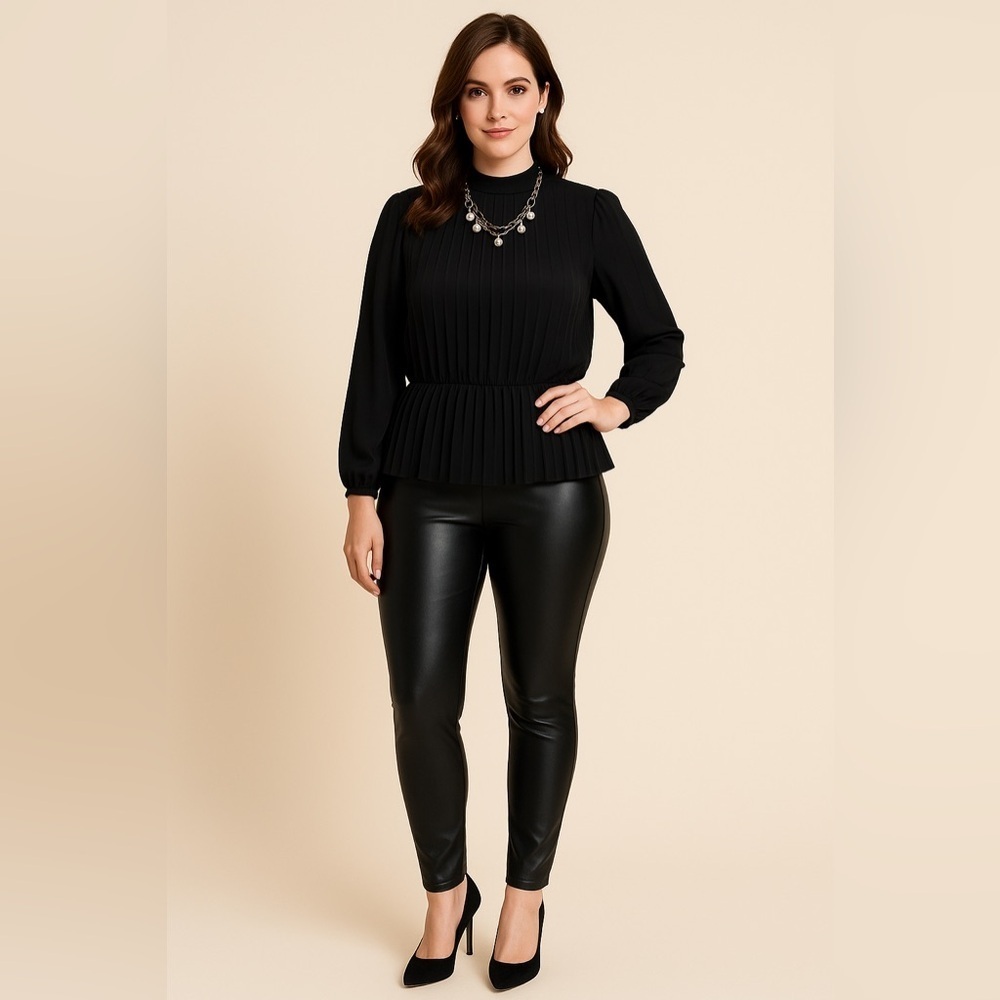 Spanx Faux Leather Leggings High Rise Tummy Control Slimming Stretch Black S